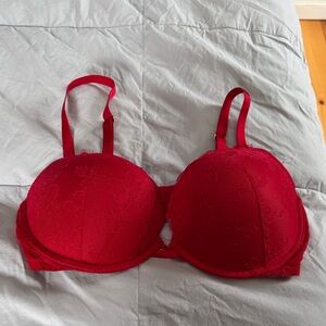 Victoria's Secret Red Lace Push-Up Bra with Adjustable Straps